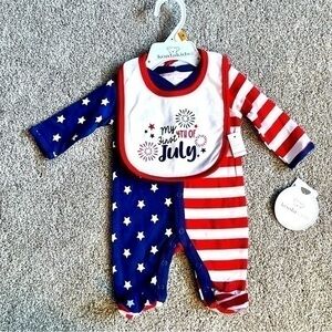 NWT Koala Kids “My First 4th of July” sleeper and bib size newborn